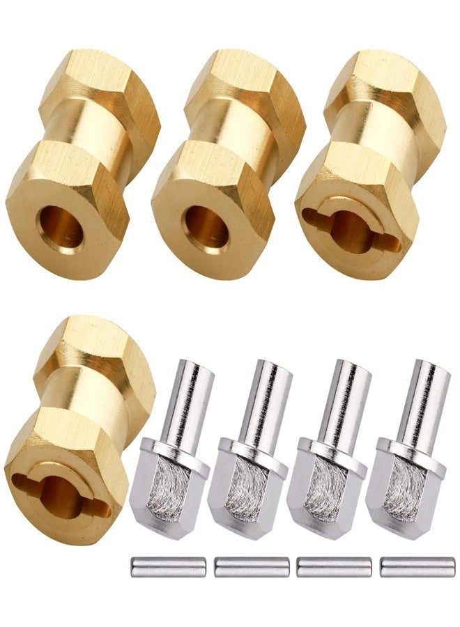 CrazyHobby 4PCS CrazyHobby Brass RC 12mm Wheel Hubs Extensions Wheel Spacers Hex Drive Adapter for 1/10 RC Crawler Axial SCX10 & SCX10 II 90046 D90 (15mm) - Image 1